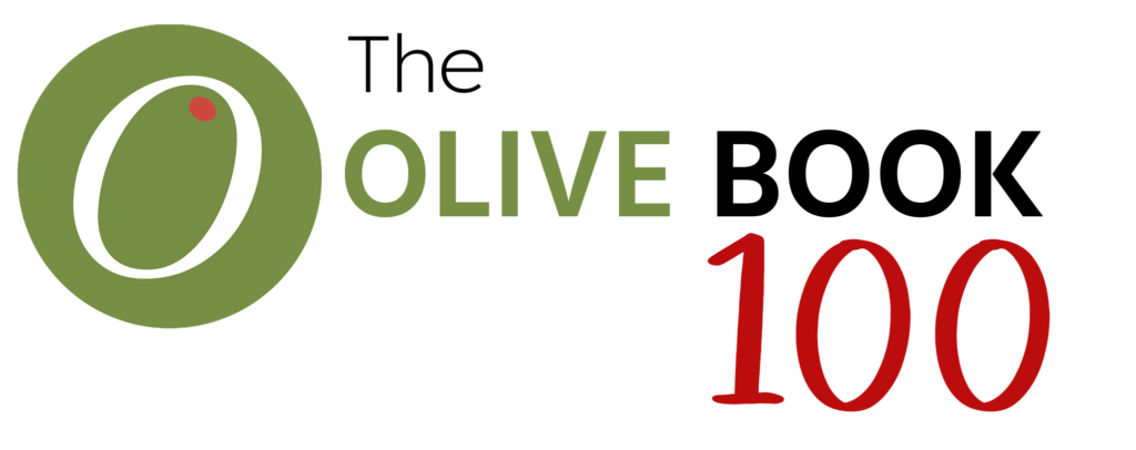 The Olive Book 100 logo with 'The Olive Book' text and a green pimento olive icon on the left, with '100' in bold red beneath, highlighting a top college ranking based on student choices.